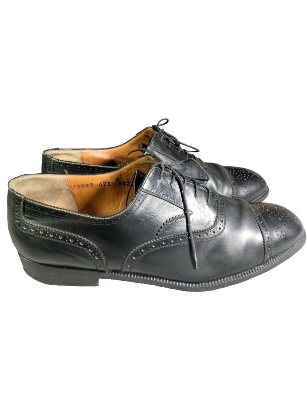 Salvatore Ferragamo Black Leather Oxford Men's Dress Shoes Lace Up Cap Toe 8½ EE
